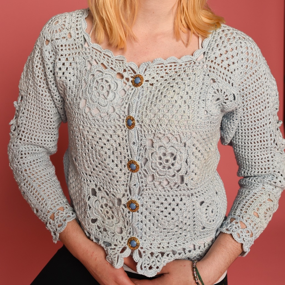 Women's Vintage crochet Cardigan size M